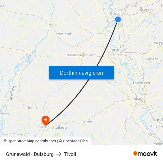 Grunewald - Duisburg to Tivoli map