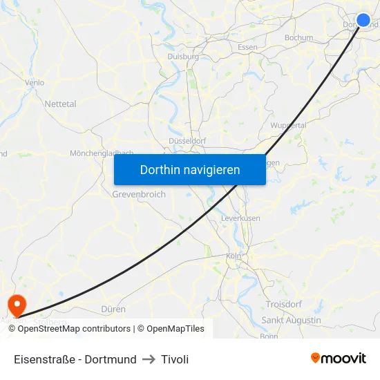 Eisenstraße - Dortmund to Tivoli map