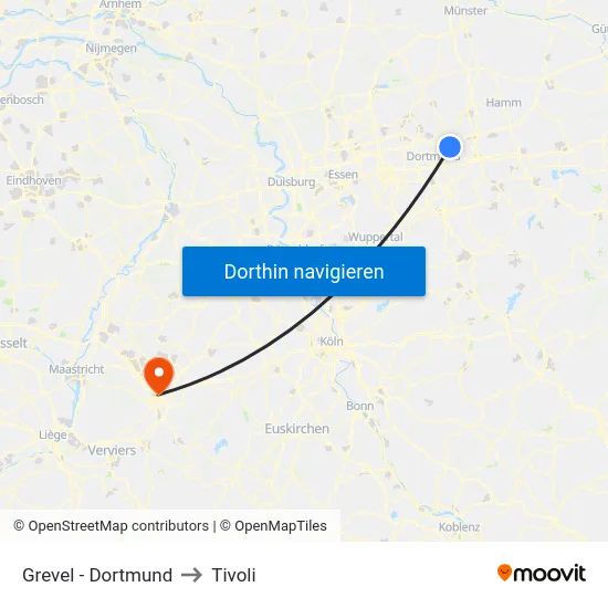 Grevel - Dortmund to Tivoli map
