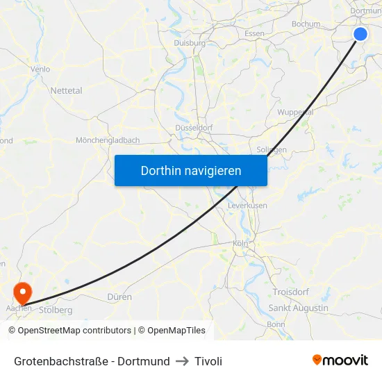 Grotenbachstraße - Dortmund to Tivoli map