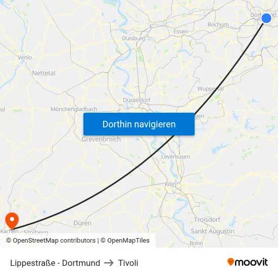 Lippestraße - Dortmund to Tivoli map