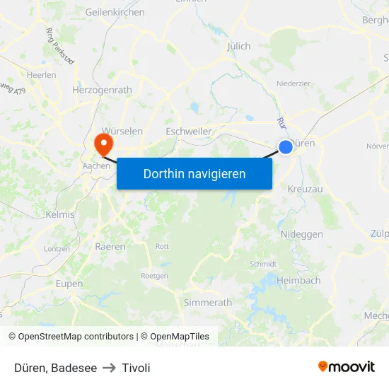 Düren, Badesee to Tivoli map