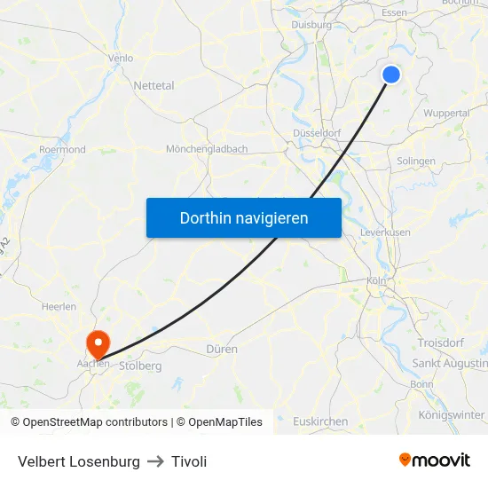 Velbert Losenburg to Tivoli map