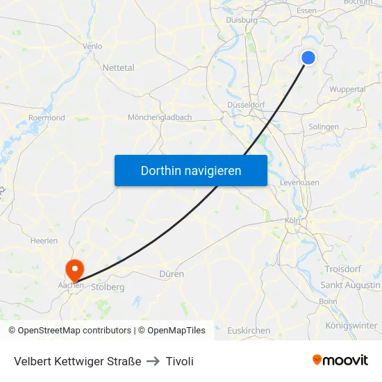 Velbert Kettwiger Straße to Tivoli map