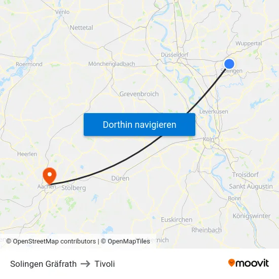 Solingen Gräfrath to Tivoli map