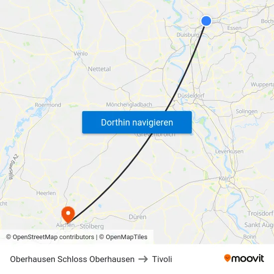 Oberhausen Schloss Oberhausen to Tivoli map