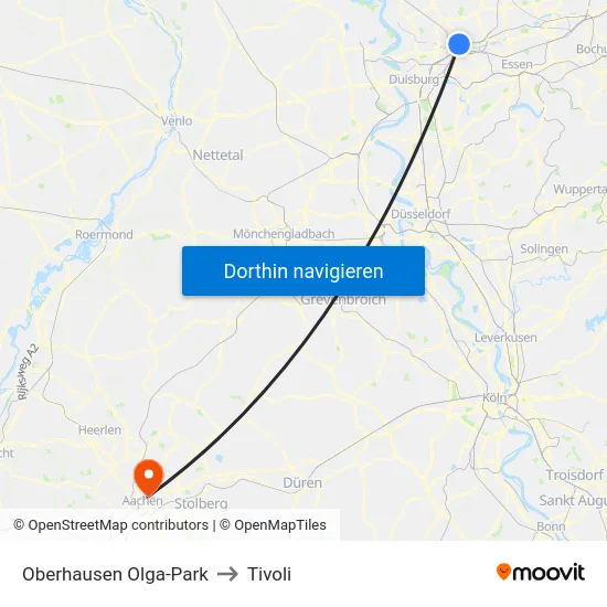 Oberhausen Olga-Park to Tivoli map