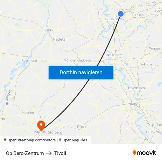 Ob Bero-Zentrum to Tivoli map
