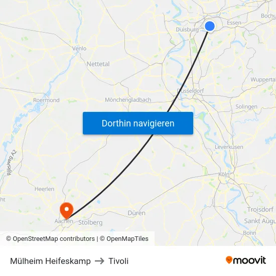 Mülheim Heifeskamp to Tivoli map