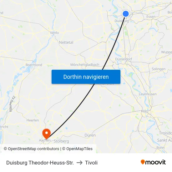 Duisburg Theodor-Heuss-Str. to Tivoli map