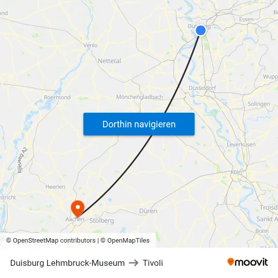 Duisburg Lehmbruck-Museum to Tivoli map