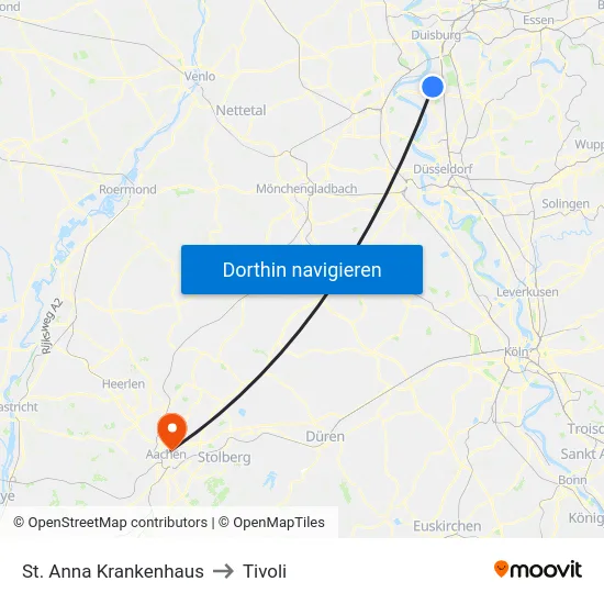 St. Anna Krankenhaus to Tivoli map