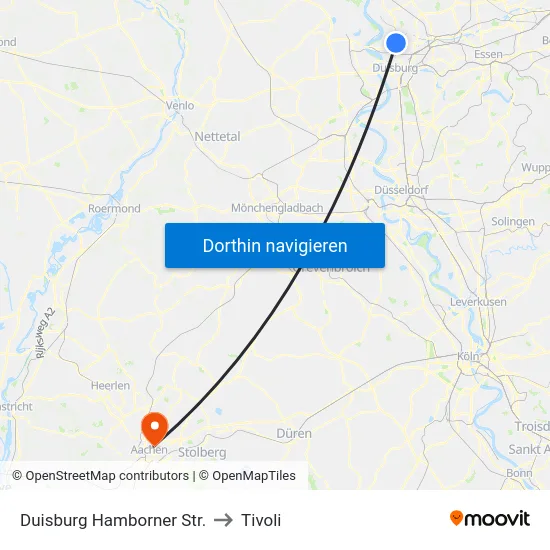 Duisburg Hamborner Str. to Tivoli map