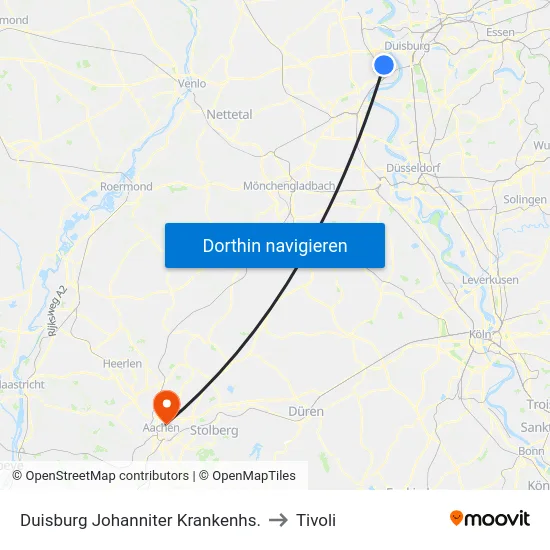 Duisburg Johanniter Krankenhs. to Tivoli map