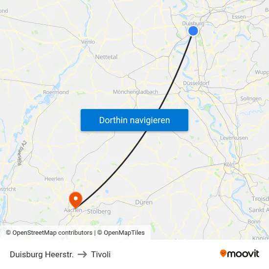 Duisburg Heerstr. to Tivoli map