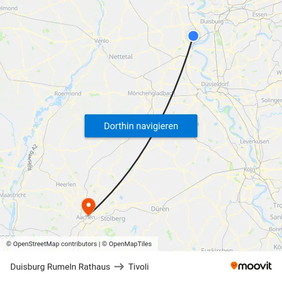 Duisburg Rumeln Rathaus to Tivoli map