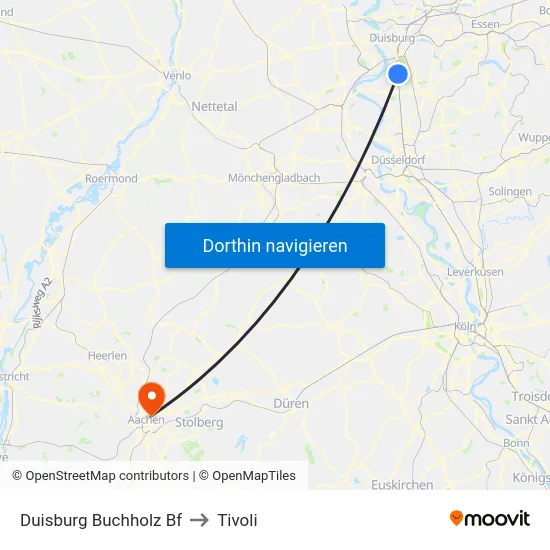 Duisburg Buchholz Bf to Tivoli map