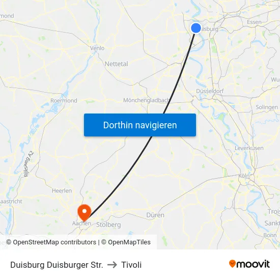 Duisburg Duisburger Str. to Tivoli map