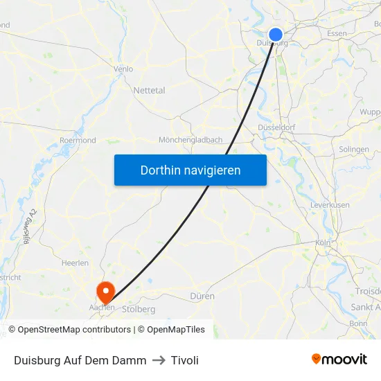 Duisburg  Auf Dem Damm to Tivoli map