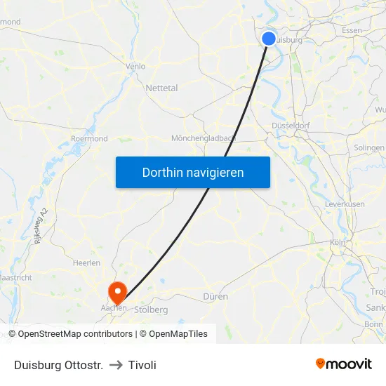 Duisburg Ottostr. to Tivoli map