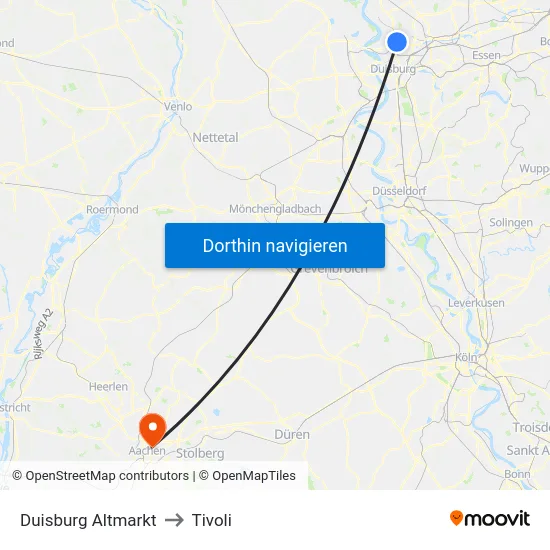 Duisburg Altmarkt to Tivoli map