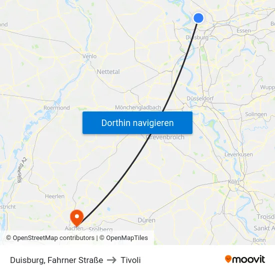 Duisburg, Fahrner Straße to Tivoli map