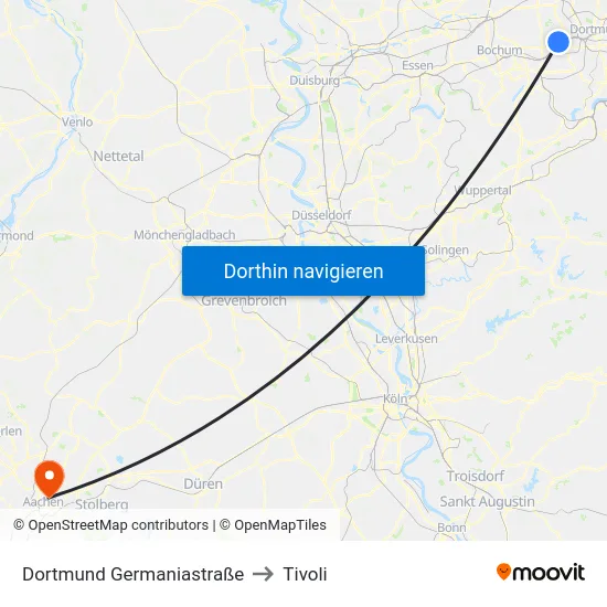 Dortmund Germaniastraße to Tivoli map