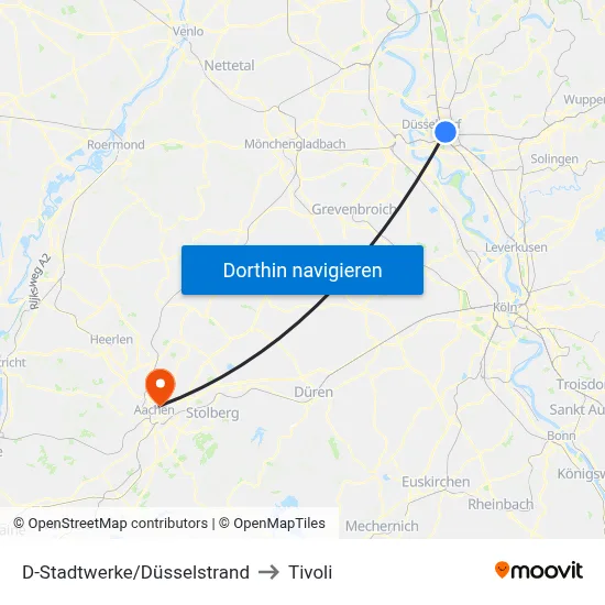 D-Stadtwerke/Düsselstrand to Tivoli map