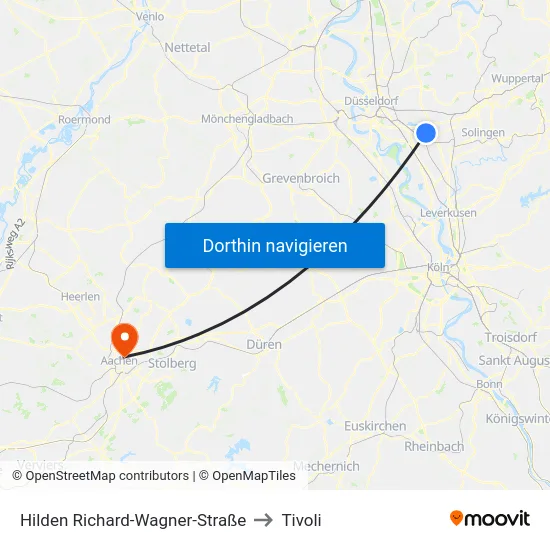 Hilden Richard-Wagner-Straße to Tivoli map