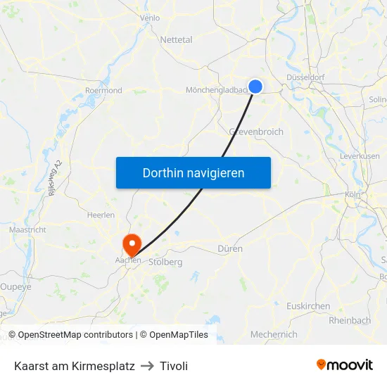 Kaarst am Kirmesplatz to Tivoli map