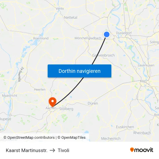 Kaarst Martinusstr. to Tivoli map