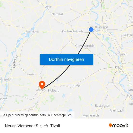 Neuss Viersener Str. to Tivoli map