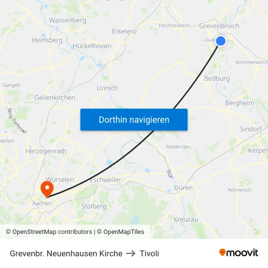 Grevenbr. Neuenhausen Kirche to Tivoli map