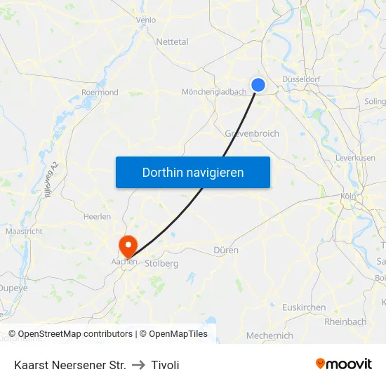 Kaarst Neersener Str. to Tivoli map