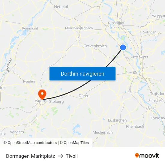 Dormagen Marktplatz to Tivoli map