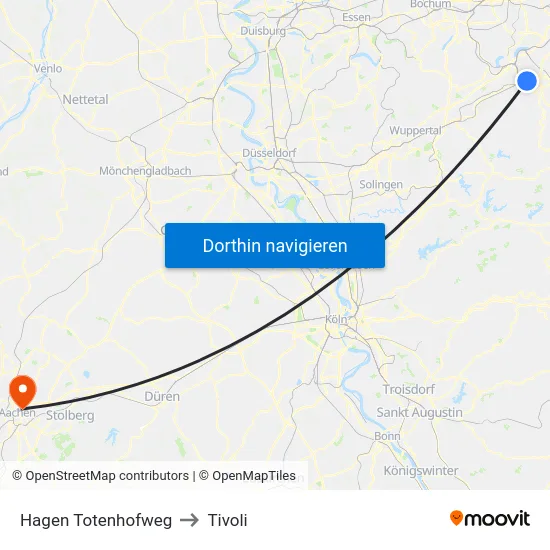 Hagen Totenhofweg to Tivoli map
