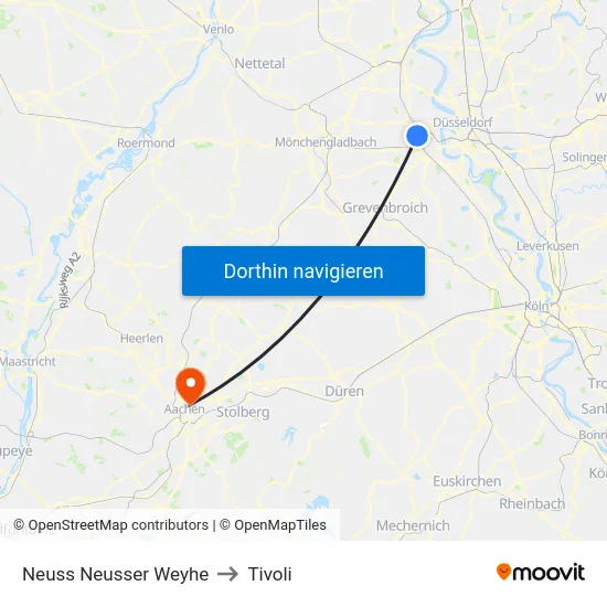 Neuss Neusser Weyhe to Tivoli map