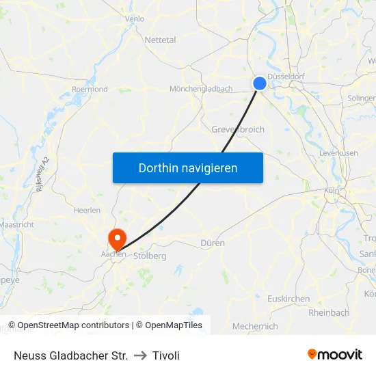 Neuss Gladbacher Str. to Tivoli map