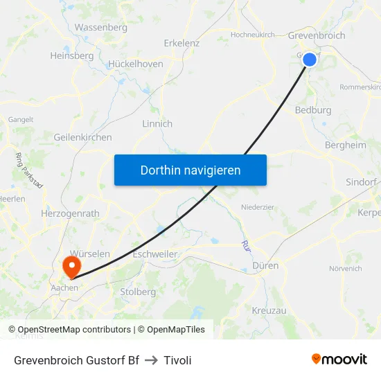 Grevenbroich Gustorf Bf to Tivoli map