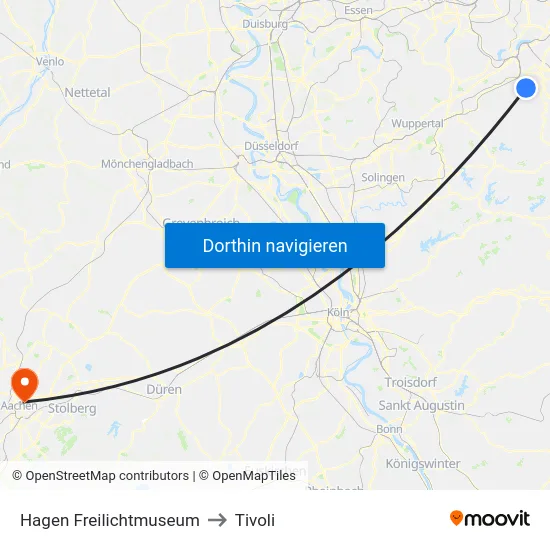 Hagen Freilichtmuseum to Tivoli map