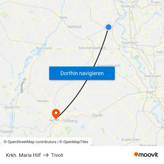 Krkh. Maria Hilf to Tivoli map