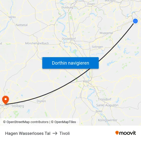 Hagen Wasserloses Tal to Tivoli map