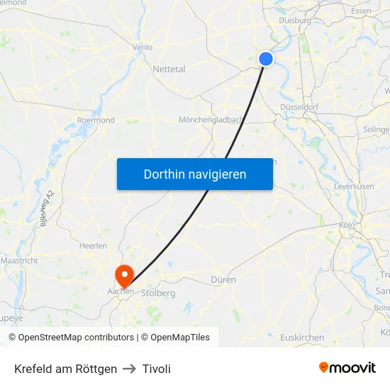 Krefeld am Röttgen to Tivoli map