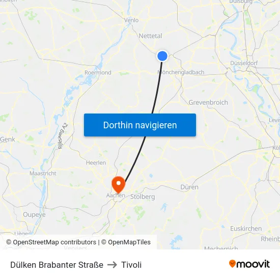 Dülken Brabanter Straße to Tivoli map