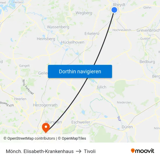 Mönch. Elisabeth-Krankenhaus to Tivoli map