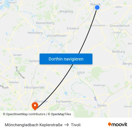 Mönchengladbach Keplerstraße to Tivoli map