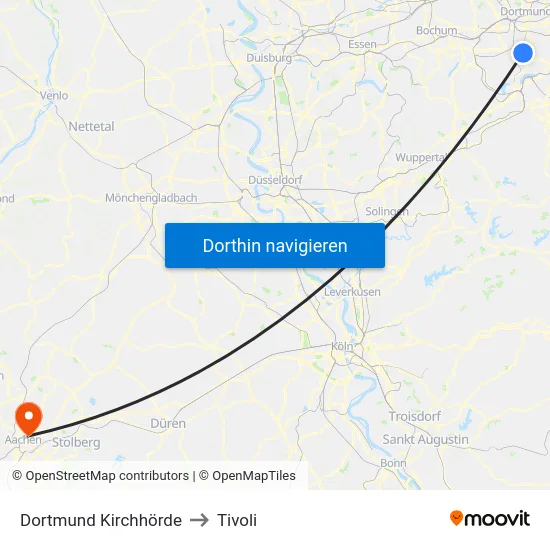Dortmund Kirchhörde to Tivoli map