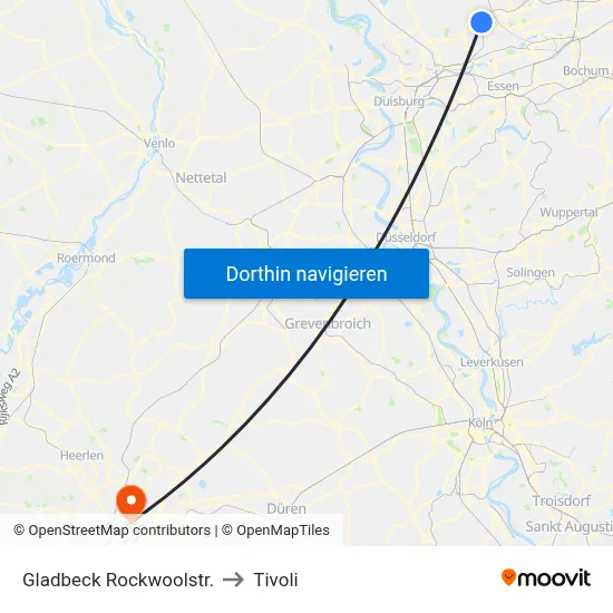 Gladbeck Rockwoolstr. to Tivoli map