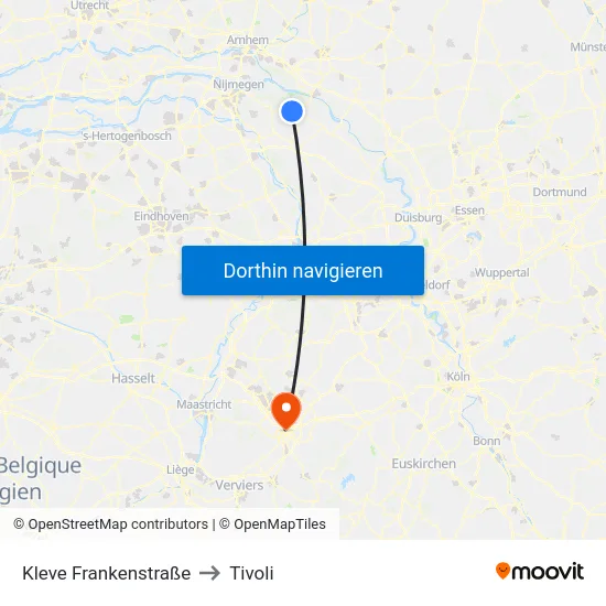Kleve Frankenstraße to Tivoli map