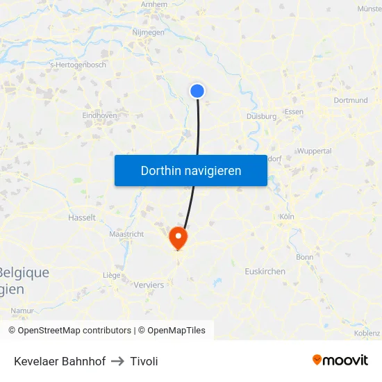 Kevelaer Bahnhof to Tivoli map